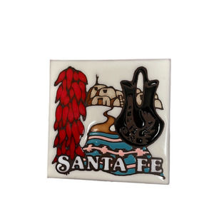 Masterworks Handcrafted Art Tile Santa Fe Southwest Chilies Trivet Colorful